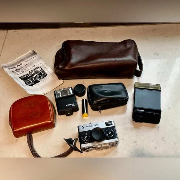 vintage Rollei 35S camera & accessories